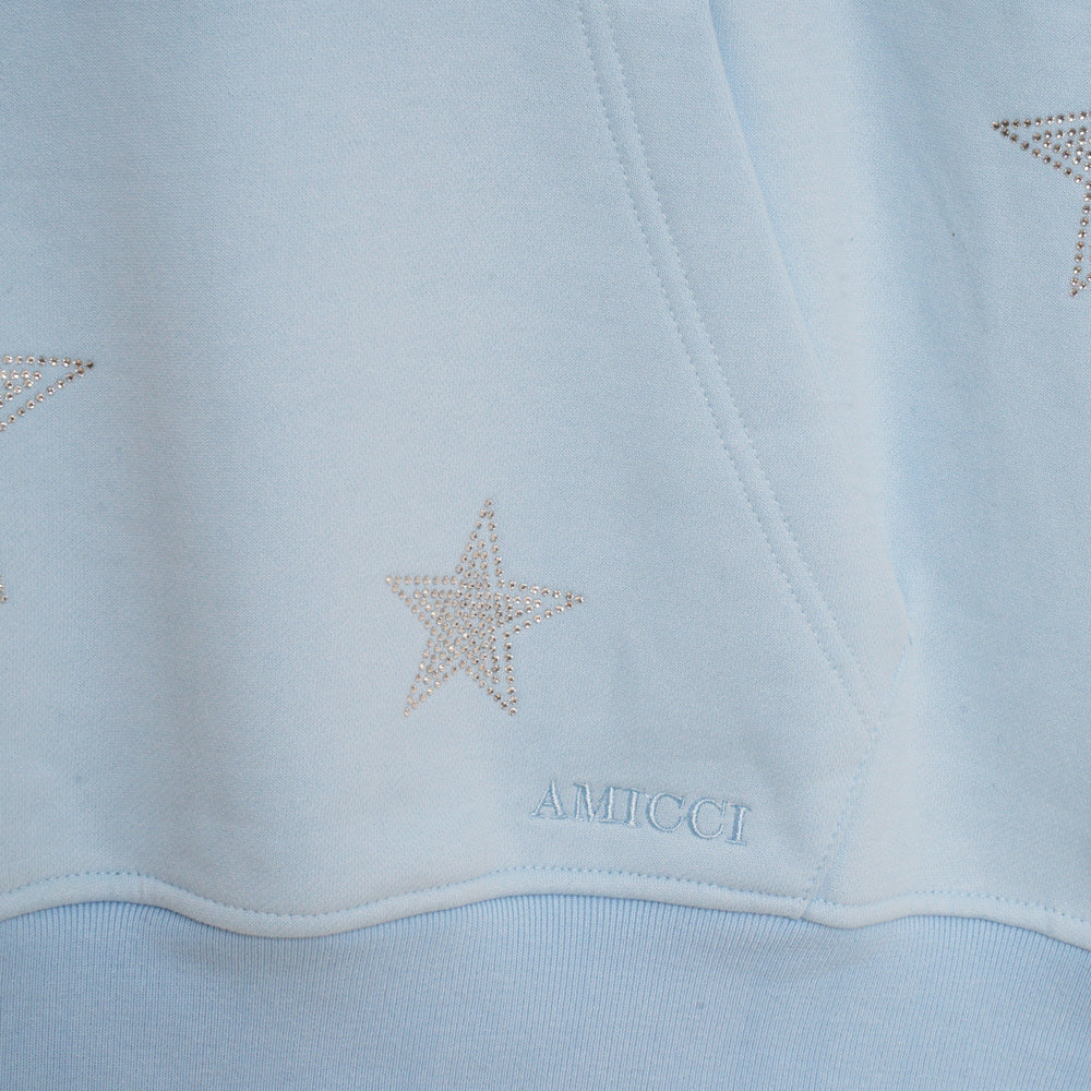 Amiri Paint Splatter Logo-embroidered Hoodie In Blue
