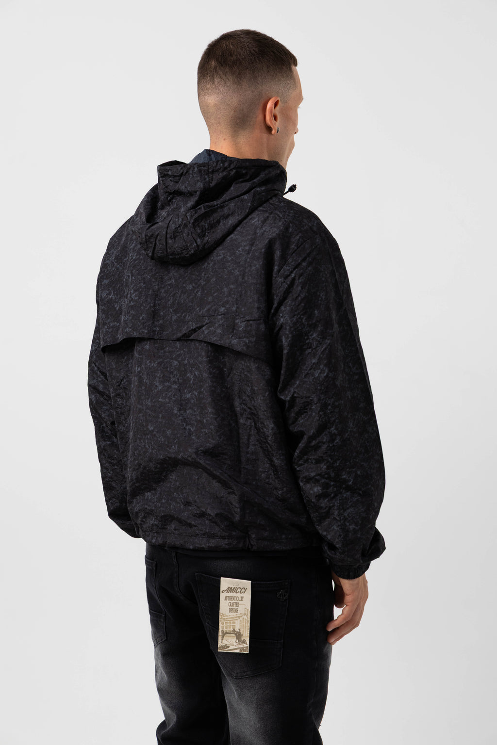 Firenze Textured Black Windbreaker