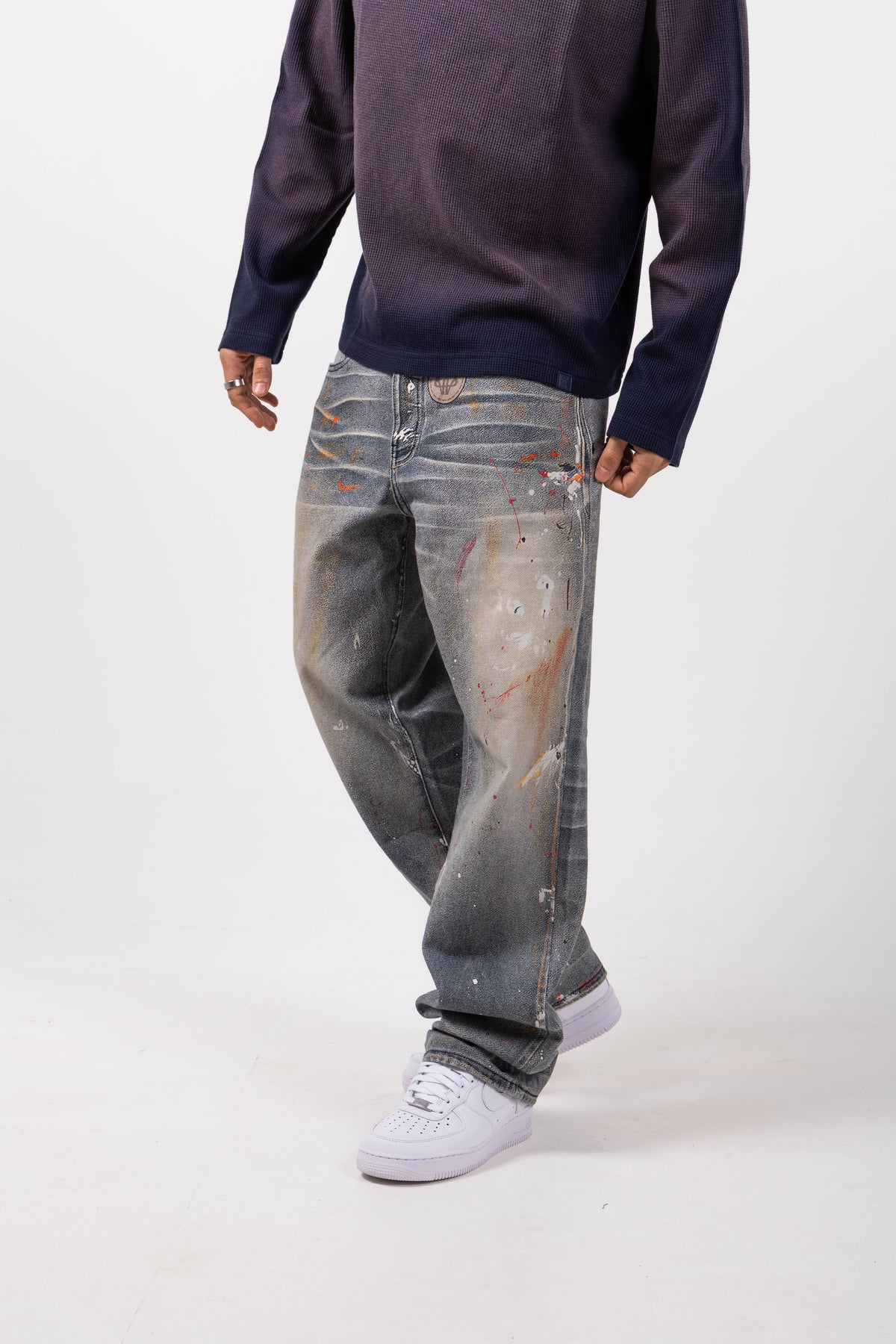 Amalfi Blue Printed Baggy Denim