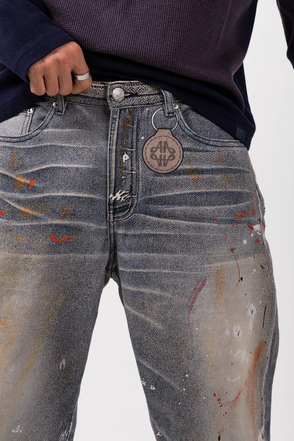 Amalfi Blue Printed Baggy Denim