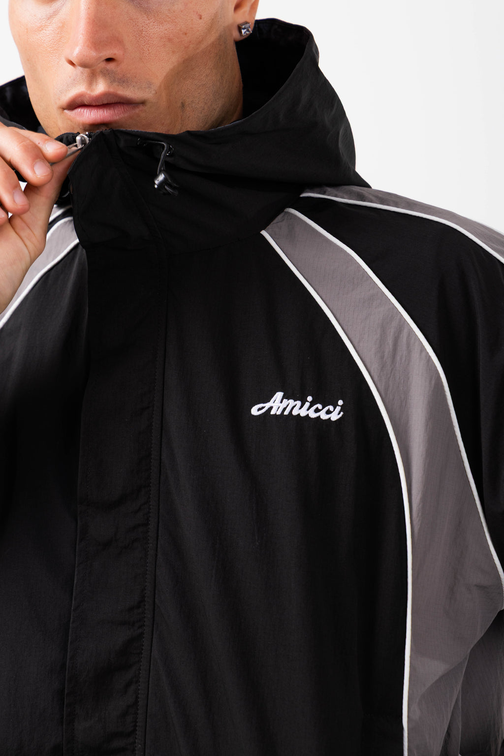 Placido Black Shell Windbreaker