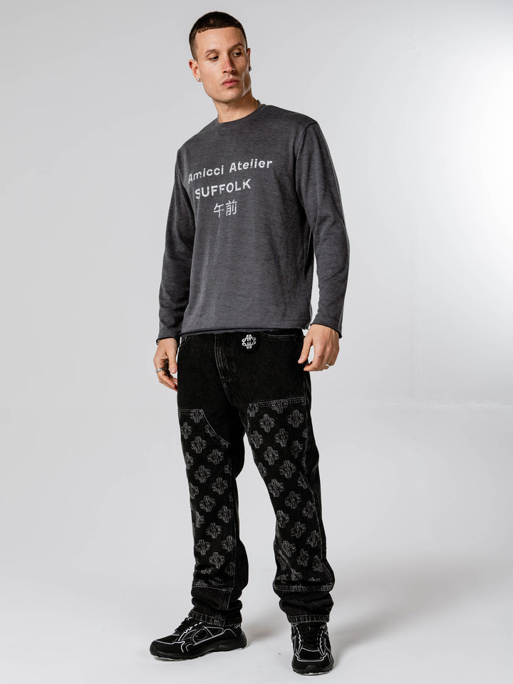 Severino Black Monogram Straight Jean