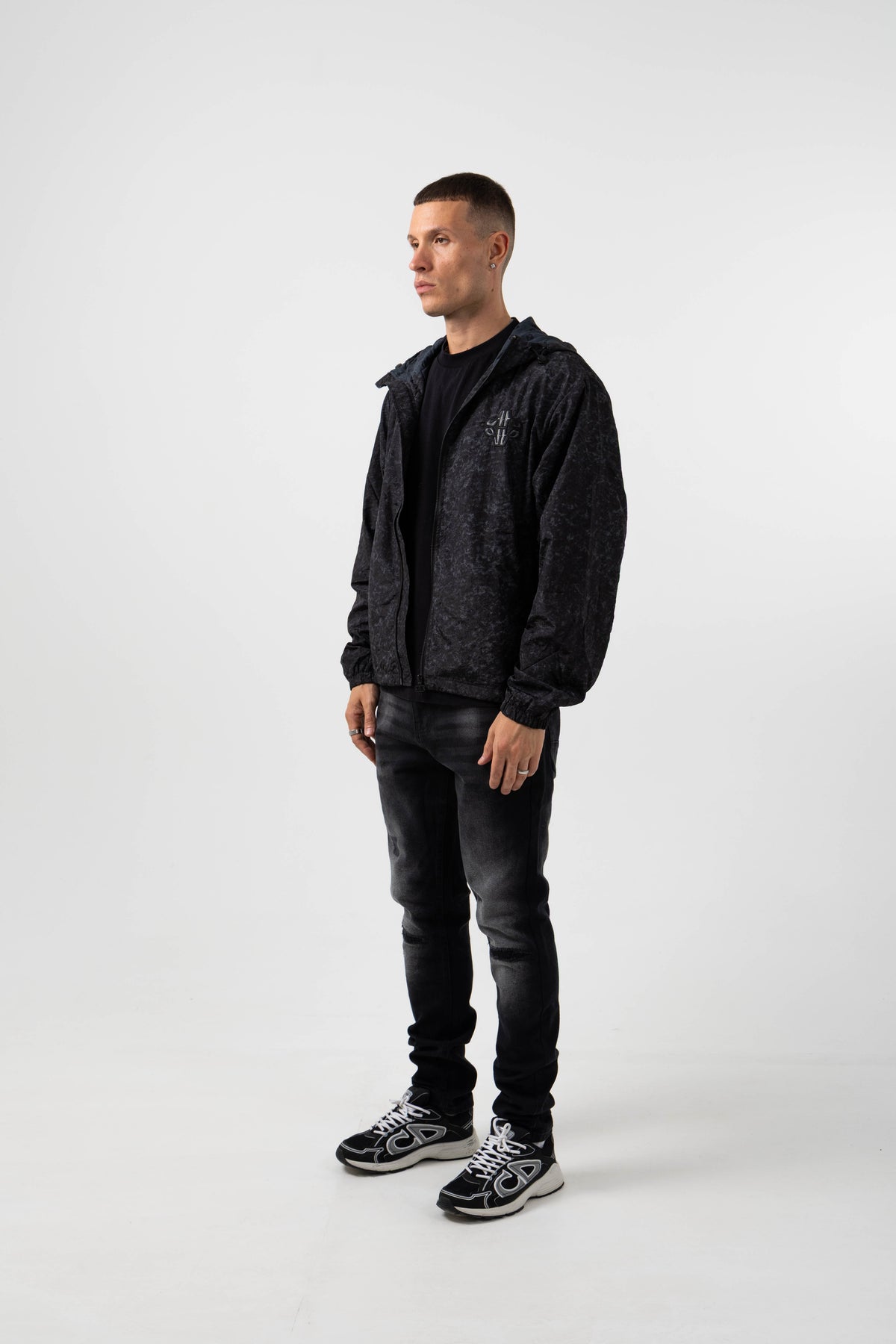 Firenze Textured Black Windbreaker