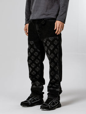 Severino Black Monogram Straight Jean