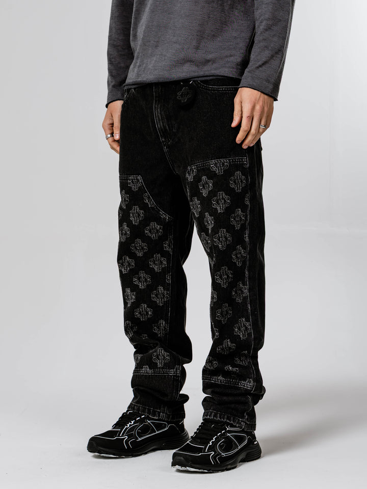 Severino Black Monogram Straight Jean
