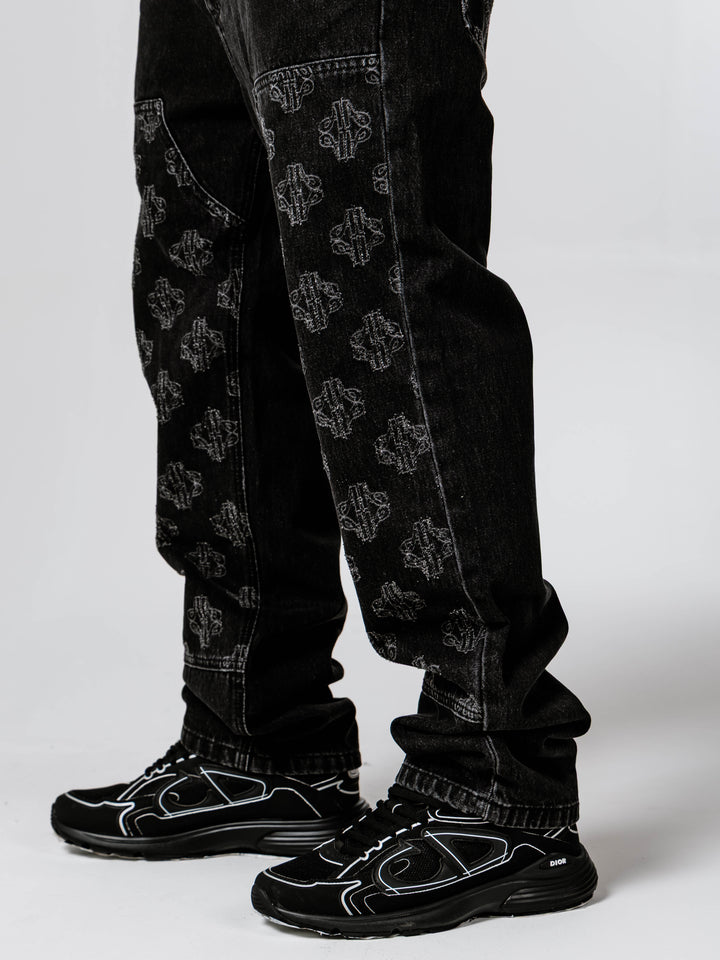 Severino Black Monogram Straight Jean