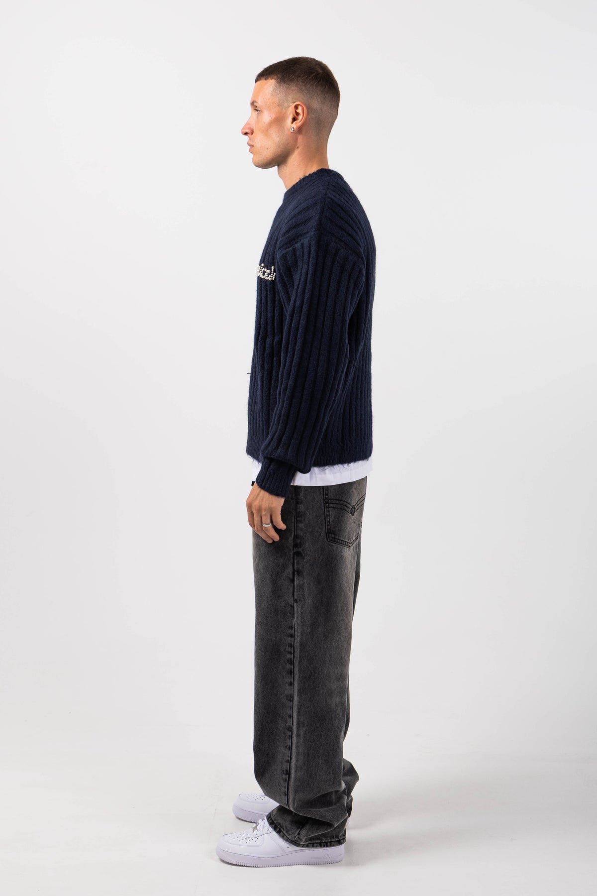 Pietro Navy Knitted Sweatshirt