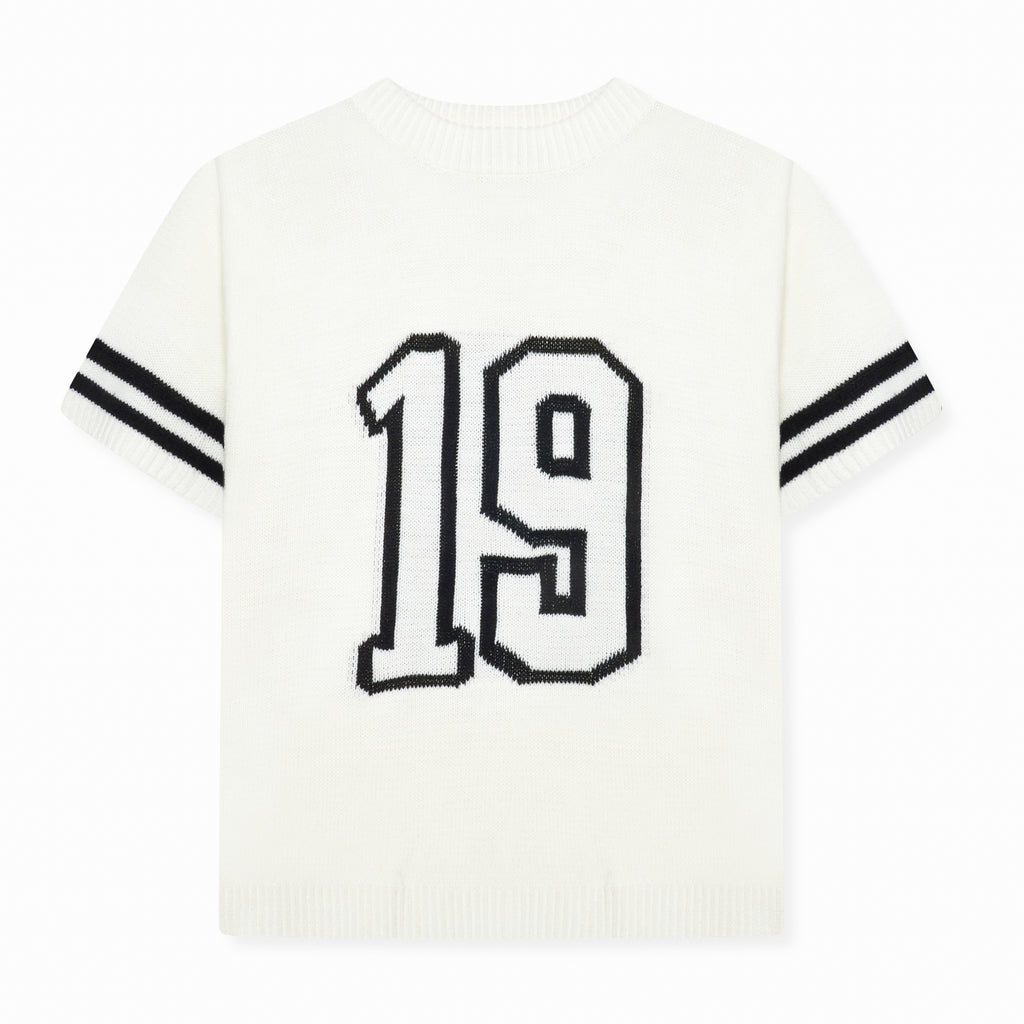 Nantes Gebreide Jersey T-Shirt Wit