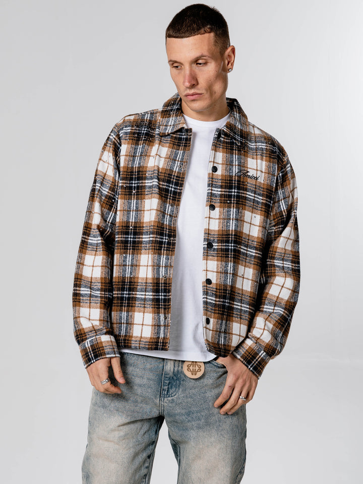 Orange Check Flannel Shirt